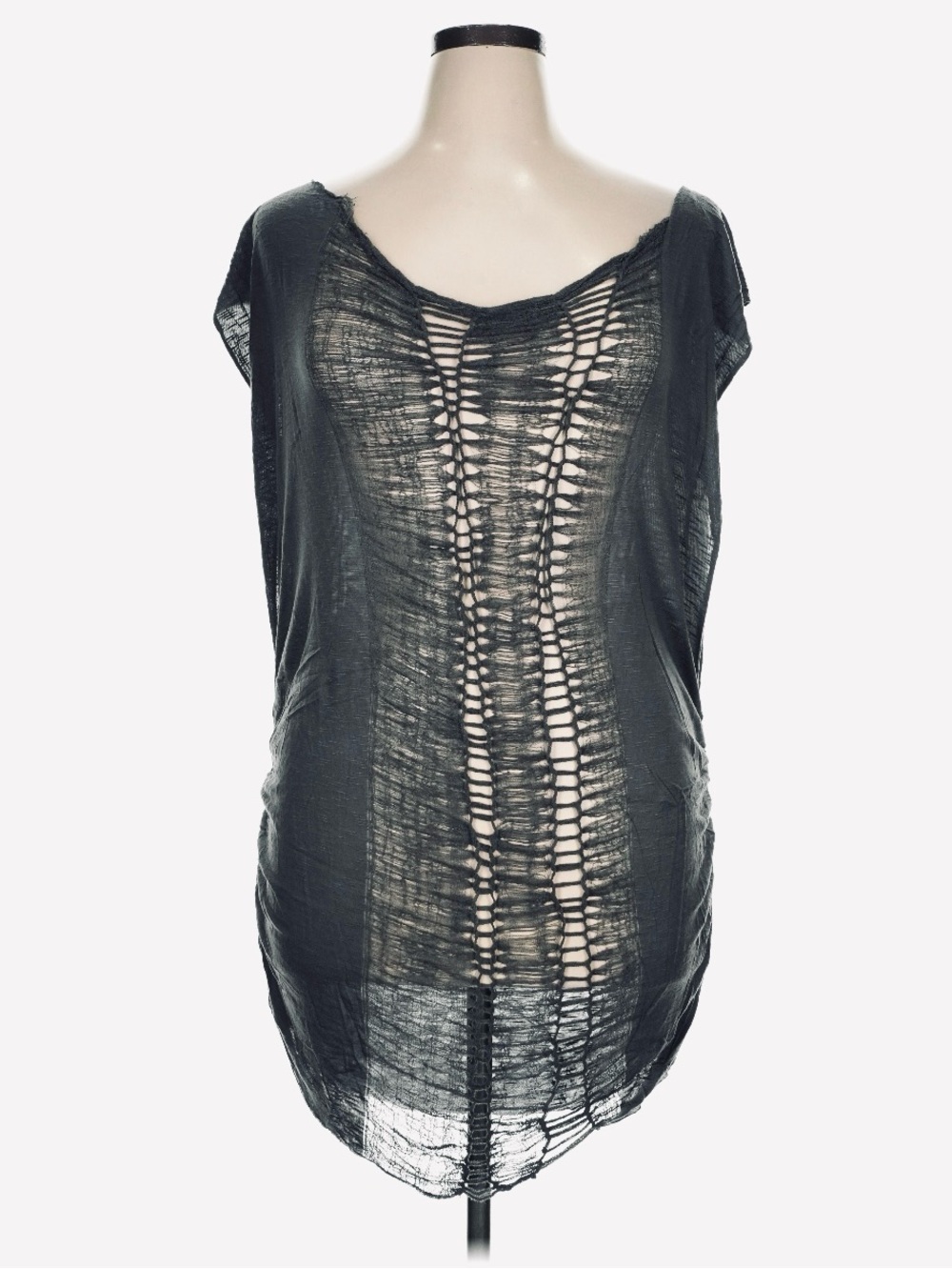 LEKUIN Oversized Shredded Tunic Top Avant Garde Artwear L